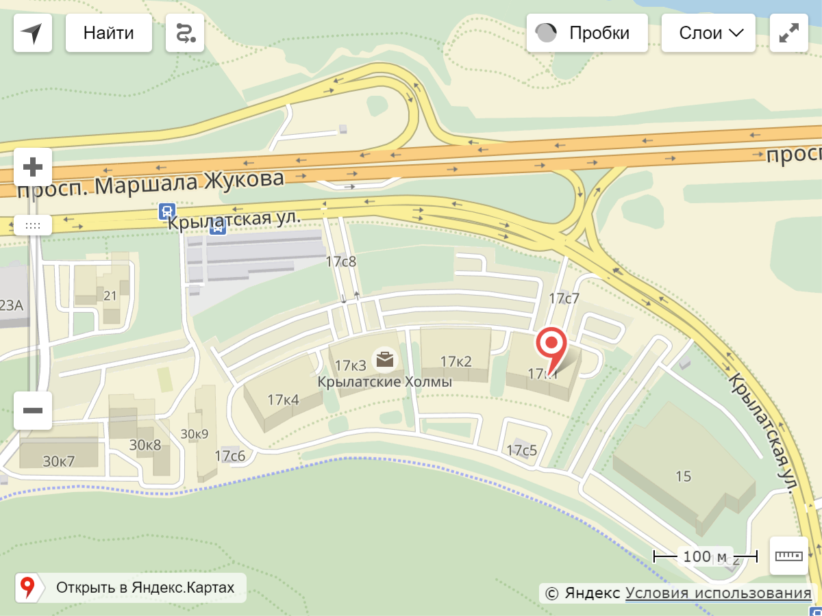 Крылатская улица карта